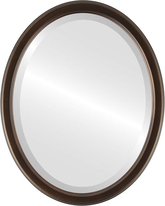 OVALCREST Oval Beveled Wall Mirror for Home Decor - Toronto Style - Rubbed Bronze - 18" x 14"