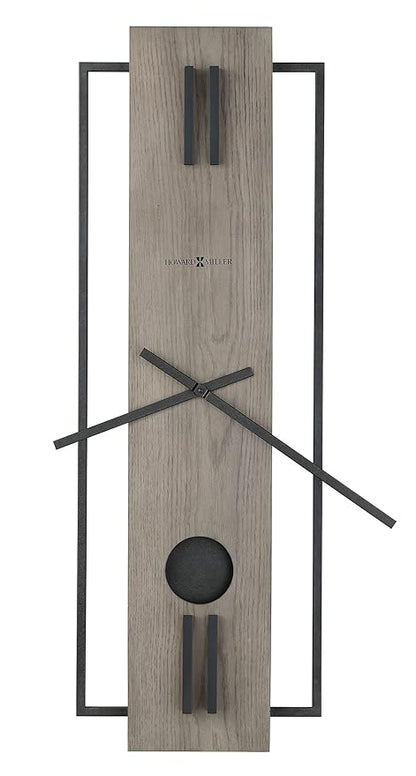 Howard Miller Harwood III Wall Clock, Gray Finish Analog Display Battery-Powered Quartz Movement, Black Pendulum Bob Battery Powered Wall Mount Best for Home Decor, Office & Dinning Room