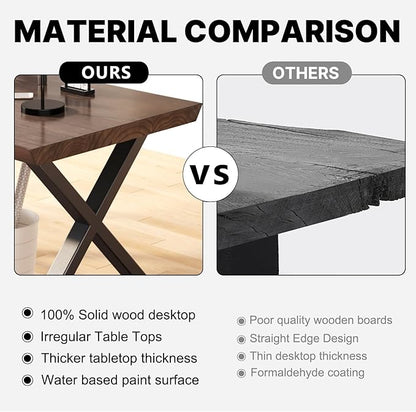 Solid Wood Rustic Style 47-inch Computer Desk - Large Office Desk for Home Office, Modern and Simple Design, Ideal for Dining,Study, Writing