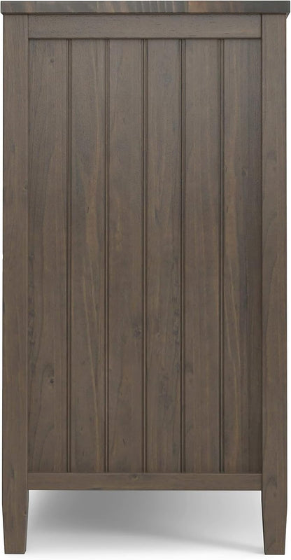 SIMPLIHOME Lev SOLID WOOD 60 inch Wide Contemporary Wide Storage Cabinet in Smoky Brown for the Living Room, Entryway and Family Room