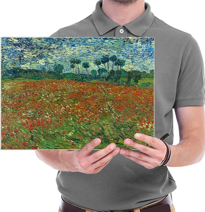 Wieco Art Poppy Field June 1890 Canvas Print of Vincent Van Gogh Wall Art Paintings Reproduction Field Pictures Artwork for Wall Decor and Home Decorations