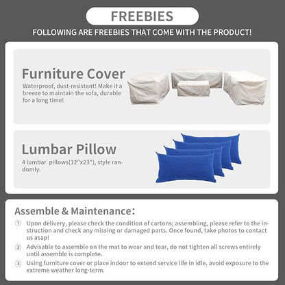 Rattaner Outdoor Wicker Furniture Set 5 Pieces Patio Sectional Sofa Couch Set with Storage Table Royal Blue Anti-Slip Cushions Furniture Covers