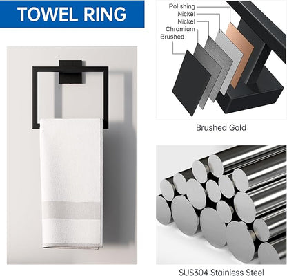 10-Piece Bathroom Hardware Accessories Set, 16 Inch SUS304 Stainless Steel Towel Bar Set, Wall Mounted Bathroom Towel Holders, Towel Hooks with Toilet Paper Holder