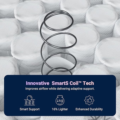 Avenco 12 Inch King Size Mattress, Hybrid Mattress with Smarts Coil™ Pocket Springs for Targeted Support and NanoGel™ Memory Foam for Cool Night Sleep & Motion Isolation, CertiPUR-US Certified