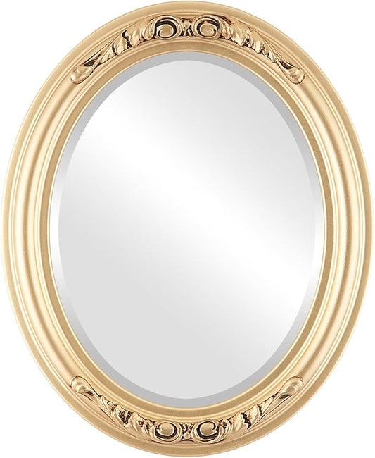 OVALCREST Oval Beveled Wall Mirror for Home Decor - Florence Style - Gold Spray - 28" x 24"