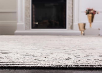 SAFAVIEH Reflection Collection Runner Rug - 2'3" x 12', Light Grey & Cream, Non-Shedding & Easy Cleaning, Ideal for Living Room, Bedroom (RFT665C)