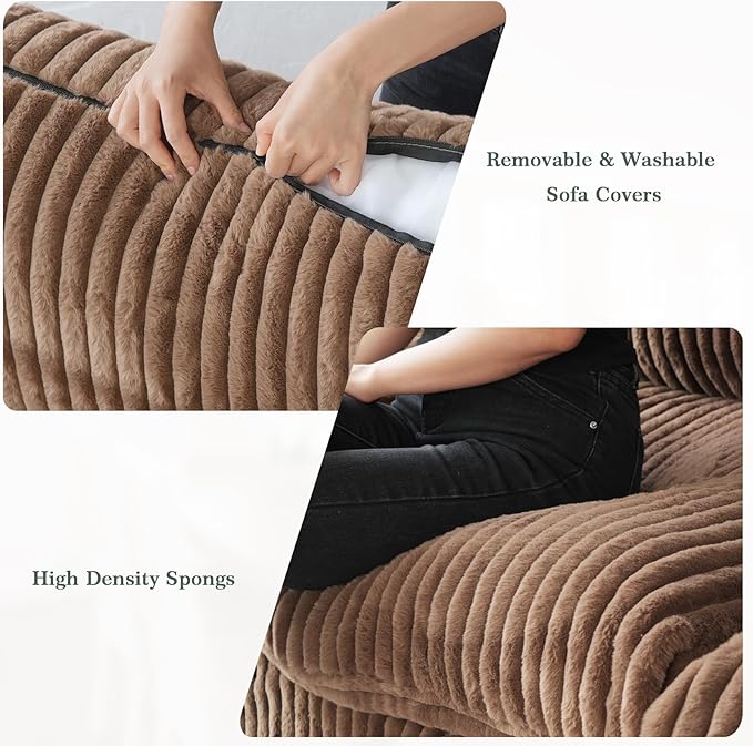 Cloud Modular Sectional Sofa Couch, 8 Seater Oversized Couch, 157.4" U-Shaped Convertible Couches with 2 Ottomans, Deep Sofa Couches for Living Room, Washable & Replaceable Covers, Brown