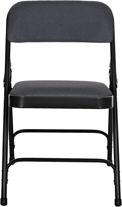 OEF Furnishings OEF2200 Series Heavy-Duty Premium Fabric Padded Upholstery Double-Hinged Folding Chairs (4-Pack, Classic Black)