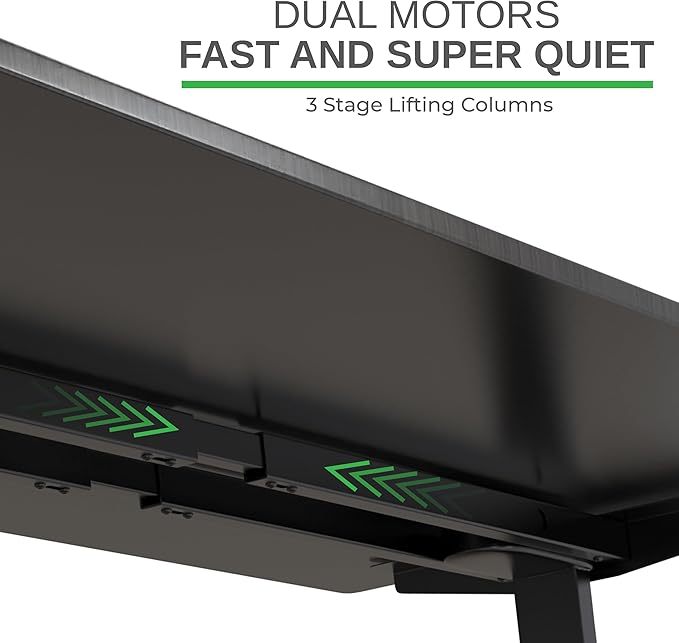 Rise Up Electric Standing Desk Adjustable Height 24-49" Dual Motor One Piece 60x30 Bamboo Large Standing Desk, Sit Stand Desk Rising Desk Home Office