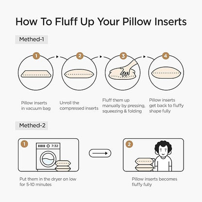 Acanva 22x22 Throw Pillow Inserts Set of 4, Premium Polyester Fiber Fill Square Sham Stuffer Cushion for Sofa, Bed, Couch and Chair, Machine Washable, 22x22 Inch(for 20x20 Cover), White 4 Count