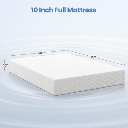 Yaheetech 10 Inch Full Size Mattress 3 Foam Layer Cooling Gel Memory Foam Mattresses, Green Tea for Fresher Sleep, Medium Firm, CertiPUR-US Certified, No Fiberglass, Full Mattress in a Box