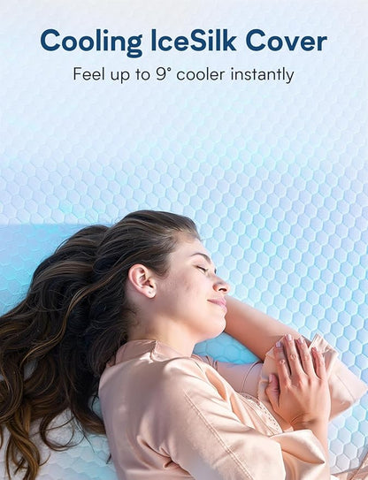 California King Mattress Firm, 12 Inch Cooling Gel Memory Foam Mattress, Back Pain Relief, Cooling Ice Silk Cover, Bed Mattress in Box, CertiPUR-US Certified