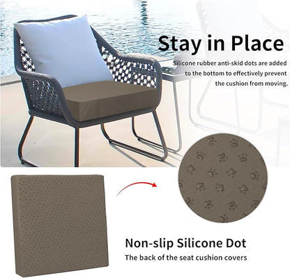 Easy-Going Waterproof Patio Cushion Covers ONLY Cover 20x18x4 inch 4 Pack Replacement Non-Slip Outdoor Seat Cushion Slipcover with Zipper. Taupe