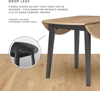 Signature Design by Ashley Shullden Casual Round Dining Small Drop Leaf Table, Seats up to 4, Gray