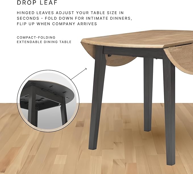 Signature Design by Ashley Gesthaven Farmhouse Dining Drop Leaf Table with 4 Legs, Light Brown & White