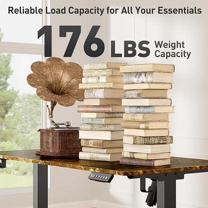 63 x 28 Inch Electric Standing Desk Adjustable Height, Sit Stand Desk, Stand up Desk for Home Office, Computer Workstation (Spliced Desktop,Rustic Brown)