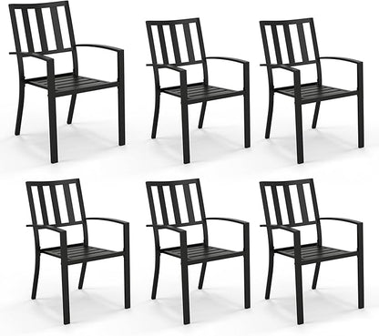 PHI VILLA 6 Pieces Patio Metal Dining Chairs, Outdoor Wroght Iron Seating Dining Chairs, Stackable Bistro Chair for Garden, Backyard, Lawn, Supports 300 lbs