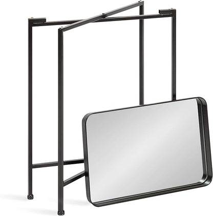 Kate and Laurel Celia Modern Side Table, 18 x 12 x 26, Black, Foldable Rectangular End Table for Storage and Display