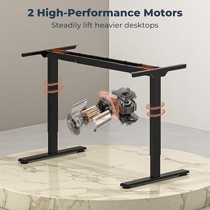 Dual Motor Standing Desk, Large Stand Up Desk, 63x28 Inches Electric Sit Stand Desks, 4 Memory Preset Adjustable Height Desks Home Office Desks(Black)