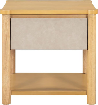 Christopher Knight Home Zeri Bedroom Nightstands Set of 2, Wood Nightstand with Drawers, Small Bedside Table Set of 2, End Table for Living Room, Multipurpose Storage Cabinet, Natural + Beige