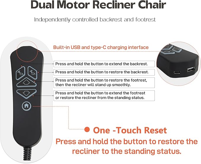 Power Lift Recliners Chairs for Elderly Adults Lay Flat Recliner with Heat & Massage, Wireless Charging Device, USB Ports, Cup Holder, Lumbar Pillow, 400Lbs (Grainy Fibric,Caramel Brown)