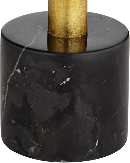 Possini Euro Design Minerva 32" Tall Large Modern Glam Luxury End Table Lamp Sculptural Gold Leaf Finish Marble Black Shade Living Room Bedroom Bedside Nightstand House Office Home Reading Kitchen