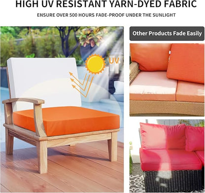 Easy-Going Waterproof Patio Cushion Covers 22x20x4 inch 4 Pack Replacement Non-Slip Outdoor Seat Cushion Slipcover with Zipper. Orange