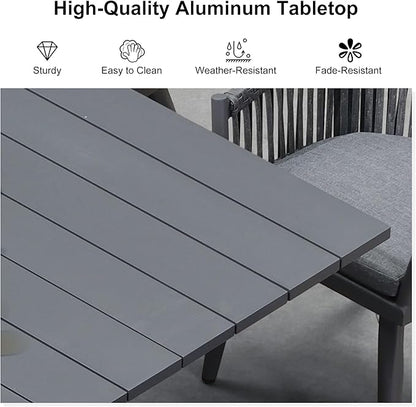 PURPLE LEAF 13 Pieces Oversized Patio Dining Set with Outdoor Aluminium Dining Table and Woven Chairs Modern Metal Furniture Cushions Sets for Garden Yard Indoor Decor Kitchen Gray