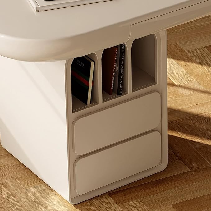 71 Inch White Writing Desk with Storage, Modern Computer Desk with 4 Drawers for Study, Wooden Executive Desk for Home Office