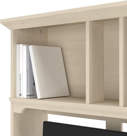 Bush Furniture Distressed Finish Options Include a Cream Colored Antique White, Pure White with Shiplap Gray, Cape Cod Gray, Vintage Black, Ash Brown, Reclaimed Pine and Driftwood Gray