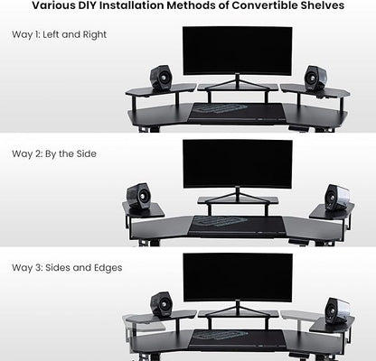 EUREKA ERGONOMIC Aero 55 Inch W Shaped Electric Standing Desk, Height Adjustable Computer Gaming Desk with LED Monitor Shelf, Mouse Pad, Headphone Hook, Cup Holder, Carbon Black