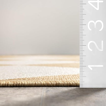 nuLOOM 9'6" x 12' Outdoor Performance Area Rug, Stain Resistant, Weather Resistant, High Traffic, Patio, Balcony, Outside, Sabina Tan