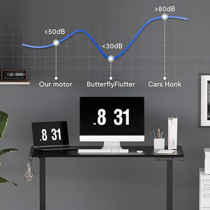 FLEXISPOT Standing Desk Electric Height Adjustable Desk with 48 x 24 Inches Splice Board, Ergonomic Memory Controller, Black Top + Black Frame
