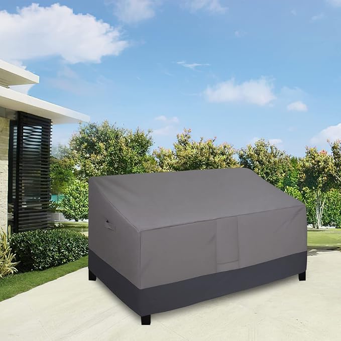 Easy-Going Waterproof Outdoor Couch Cover, Heavy Duty 3-Seater Patio Sofa Cover, Winchdproof Outdoor Furniture Cover with Air Vent (95Wx40Dx35H inch, Gray/Dark Gray)