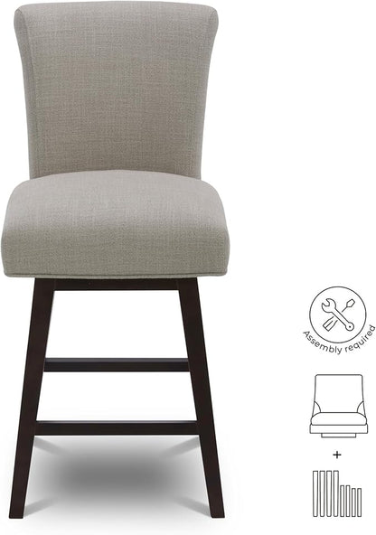 CHITA 26 Inch Counter Height Swivel Bar Stools Set of 4, FSC Certified Modern Fabric Swivel Barstool Chair with Back, Flax Beige