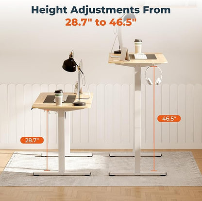 Adjustable Stand Up Desk with Memory Preset, 55 x 24 Inch Standing Desks Electric Desk for Home Office with Splice Board (Maple)