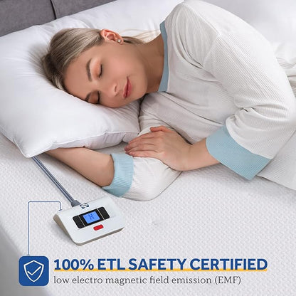 Sealy Heated Mattress Pad King Size, Zone Heating Electric Bed Warmer with Deep Pocket, 10 Heat Setting Dual Controller & 1-12 Hours Auto Shut Off, Knitted Breathable Heated Mattress Cover, White