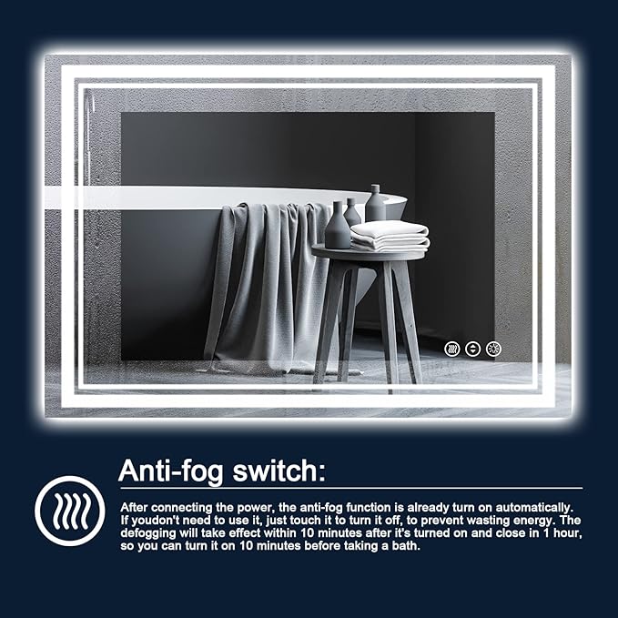 40x36 Inch LED Bathroom Mirror with Lights,Backlit and Front Lighted Bathroom Vanity Mirrors for Wall,Anti-Fog Dimmable Memory Shatterproof LED Vantiy Mirror