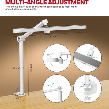 Honeywell LED Desk Lamp with Clamp - 05B02 Upgraded Touch Control Sunturalux Natural Light Clip On Desk Light 4000K 1300LM Dimmable Eye Caring Table Lamp Full Metal Desk Lamps for Home Office