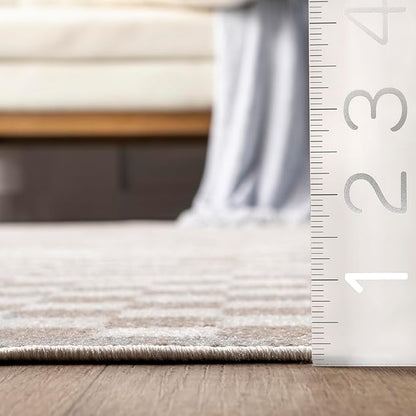 nuLOOM 8' Round Machine Washable Stain-Resistant Area Rug Medium Profile for Living Room, Bedroom, and Dining Room, Nikita Beige