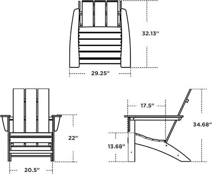 POLYWOOD Stackable Adirondack Chair, Green, Polyethylene