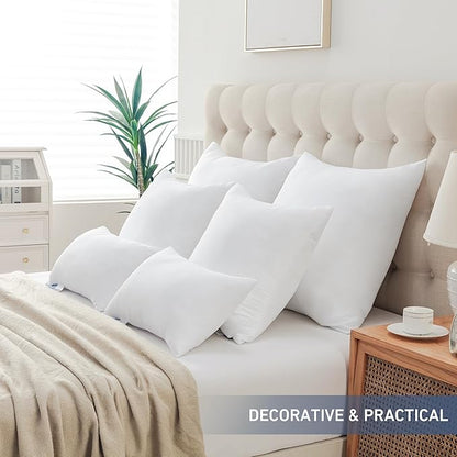 Leeden 24x24 Pillow Inserts, 24 Inch Decorative Throw Pillow Inserts, Soft Fluffy Square Throw Pillows for Couch, Sofa, Bed, and Home Decor White Cushion Pack of 2