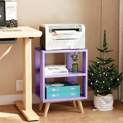 Night Stand, Purple Kids Nightstand, Modern End Table with Open Storage, 2-Tier Nursery Bedside Table for Small Space, Living Room, Bedroom