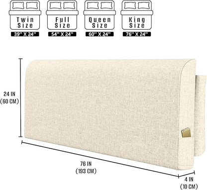 Upholstered King Headboard, No Tools Needed, Wall Mounted Headboard with Removeable Washable Linen, Multi-Functional Backrest (Beige)