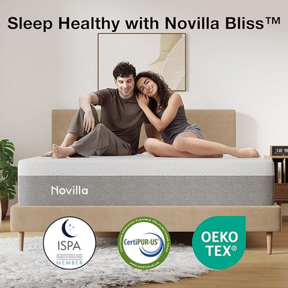 Novilla Twin Mattress, 10 Inch Gel Memory Foam Twin Size Mattress for Cool Night & Pressure Relief, Medium Plush Mattresses, Bliss