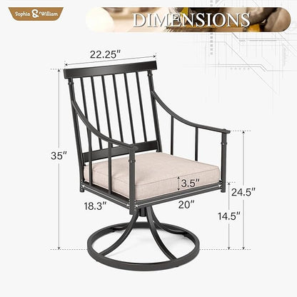 Sophia & William Swivel Patio Chairs Set of 4, Metal Rocker Rocking Outdoor Dining Chairs with Seat Cushions, Patio Bistro Steel Furniture Chairs with Armrest for Outside Yard, 4 Pack