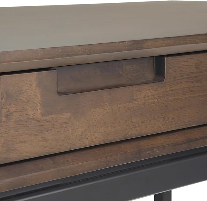 SIMPLIHOME Banting Desk - 60-Inch Wide Solid Hardwood and Metal Writing Desk in Walnut Brown, Modern Industrial Home Office Computer Table for Study with 2 Drawers and Flip-Down Keyboard Tray