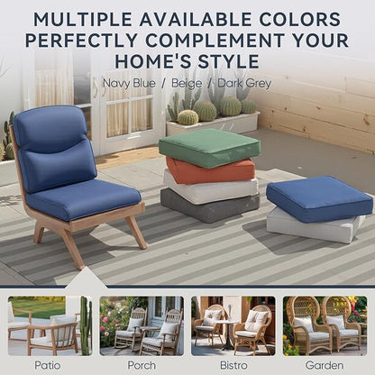 7-Piece Outdoor Patio Cushion Set - Fade & Water Resistant with Removable Olefin Cover, 22x24x4 Inch Memory Foam Cushions for Wicker Sectional Sof - Blue/Crescent