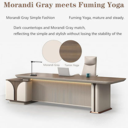 Modern L Shaped Desk, 118.1 inch Large Desk with Storage, Executive Desks for Home Office No Installation Required with Drawers and Lockable