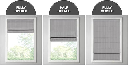 Madison Park Galen Cordless Roman Shade, 39"W x 64"H, Sheen Grey – Room Darkening, Thermal Insulated, Energy Efficient Window Blind with Subtle Sheen Basketweave Fabric for Privacy